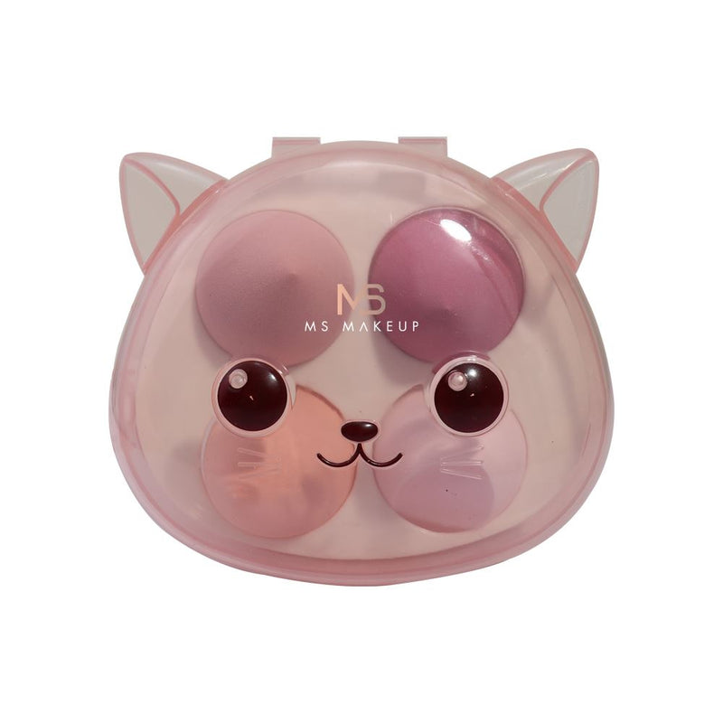 4 colors cat box makeup sponge