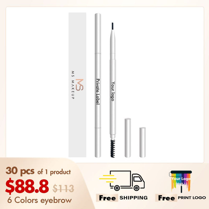 Lápiz de cejas ultrafino de 6 colores con caja blanca【30PCS Envío gratis y logotipo de impresión gratis】