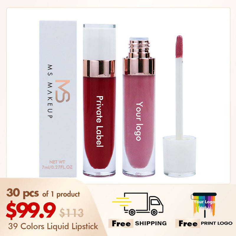 Lápiz labial líquido antiadherente de 39 colores【30PCS Envío gratis y logotipo impreso gratis】