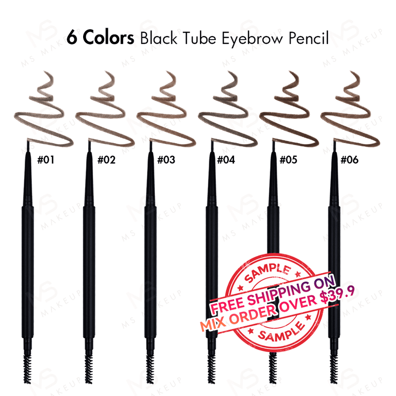 【MUESTRA】Lápiz de cejas de tubo negro de 6 colores -【Envío gratis en pedidos mixtos superiores a $39.9】