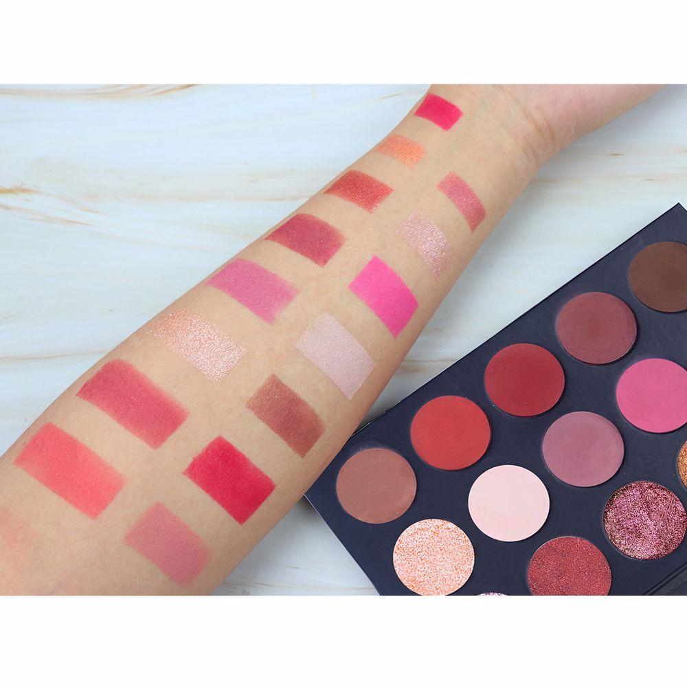 Paleta de sombras de ojos de 15 colores, negro, marrón rojizo