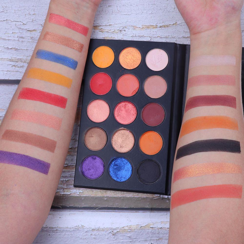 Paleta de sombras de ojos de 15 colores amarillo marrón