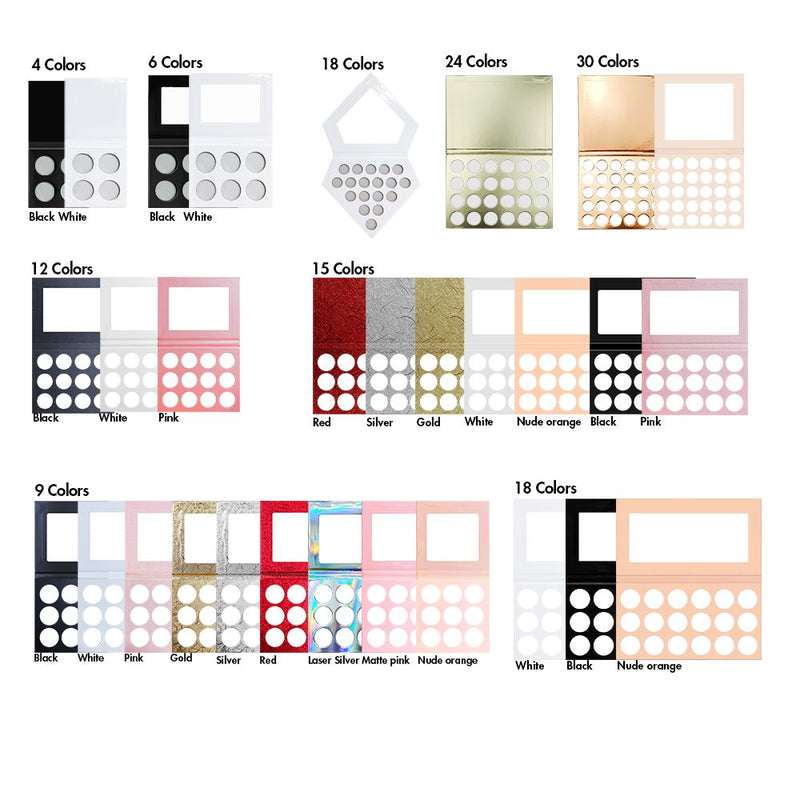 Colección de paletas de sombras de ojos vacías