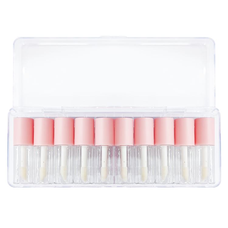 Juego de 10 barras de labios líquidas con tapa rosa mate/brillo de labios