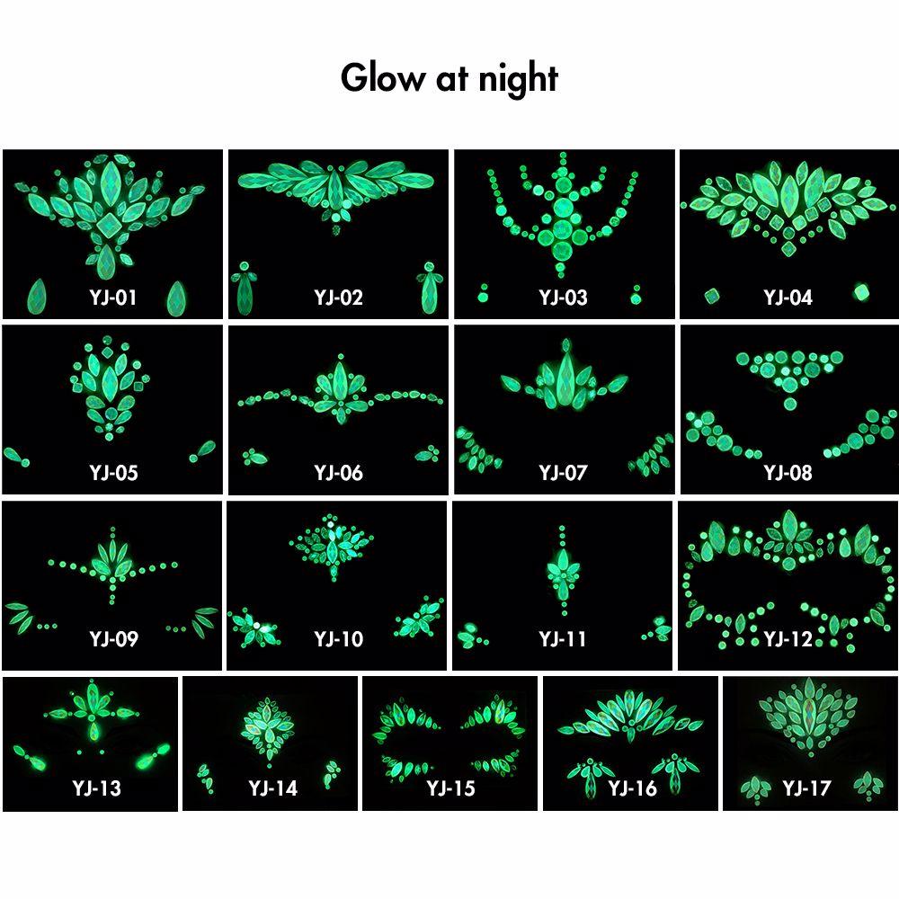 17 Kinds of Luminous Rhinestone Face Sticker