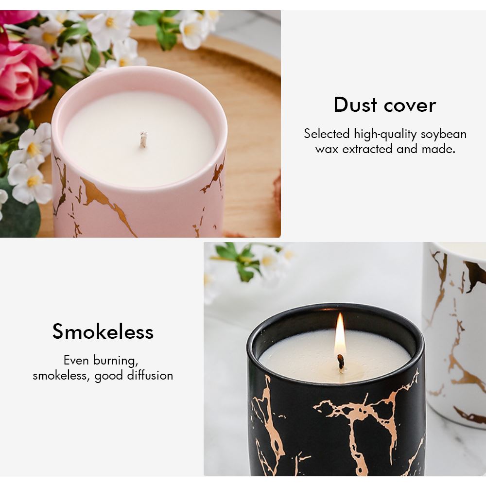 Vela perfumada de cerámica dorada de mármol de 4 colores