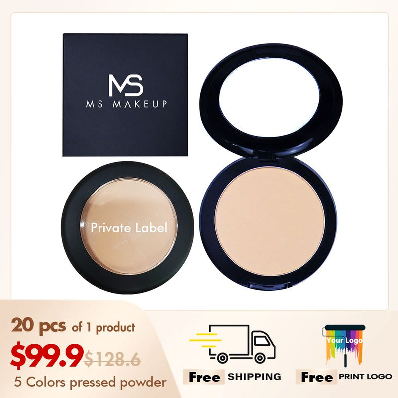 Venta al por mayor de 5 colores compactos de maquillaje en polvo con logotipo personalizado【20PCS Envío gratis y logotipo de impresión gratis】