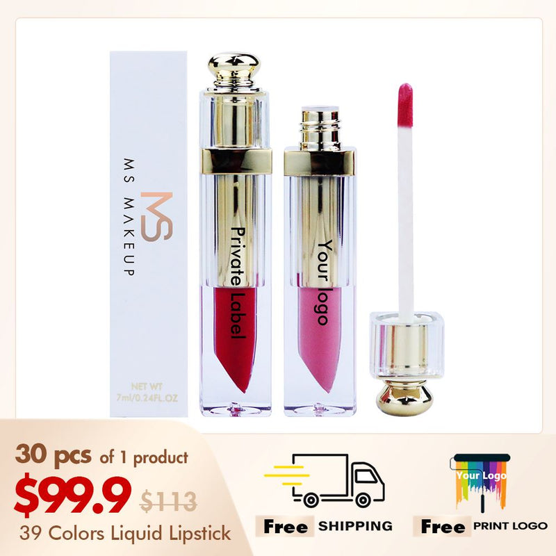 Etiqueta privada de lápiz labial líquido antiadherente interno dorado【30PCS Envío gratis y logotipo de impresión gratis】