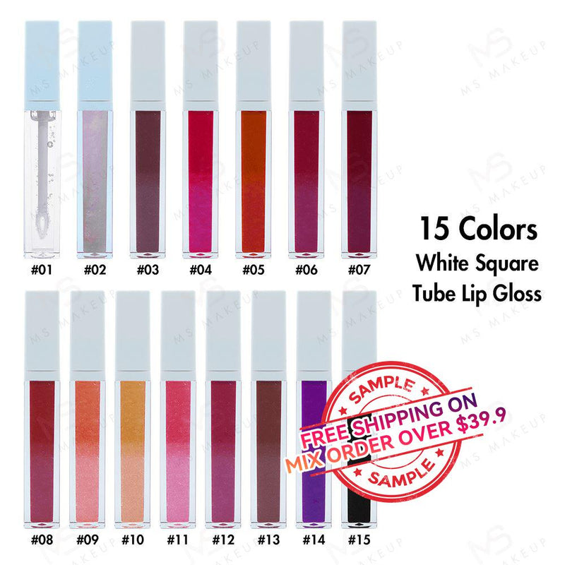 15 Colors White Square Tube Lip Gloss - MSmakeupoem.com