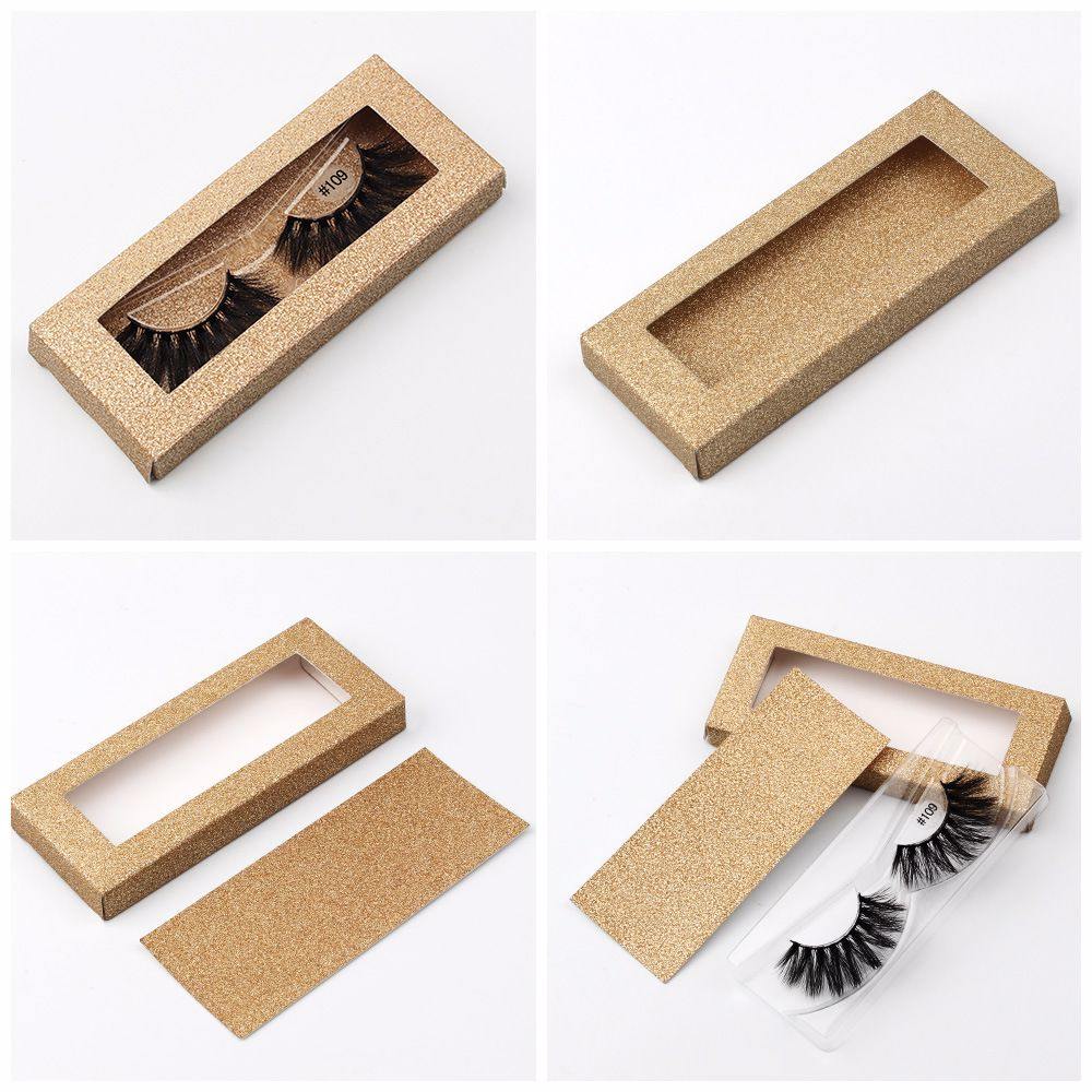 1 Pair 3D Imitation Mink Hair False Eyelashes With Square gold Box - MSmakeupoem.com