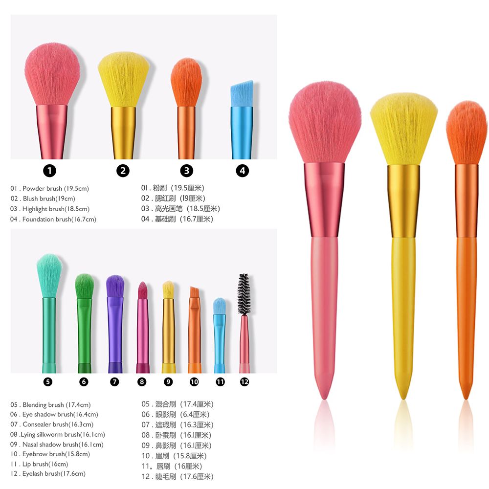 10 brochas de maquillaje con mango de diamante transparente con bolsa