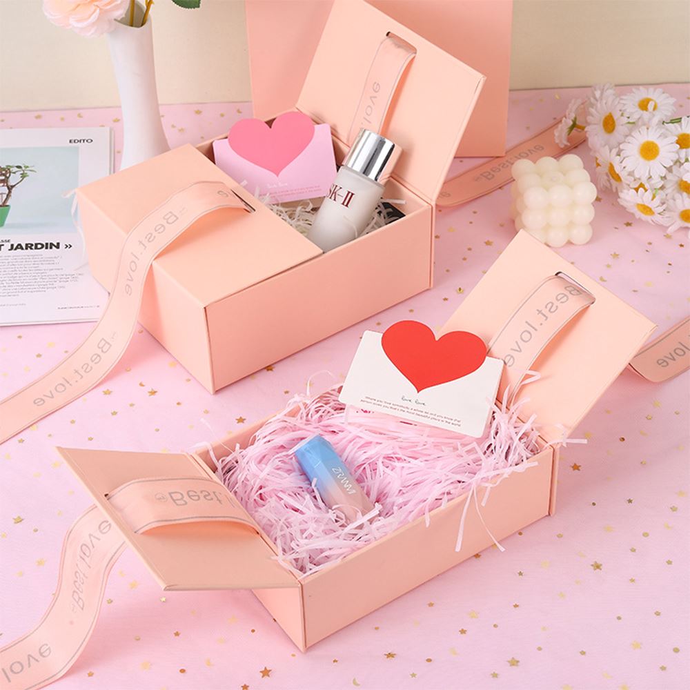 Caja de regalo plegable de 4 colores con bolsa de mano (mediana)