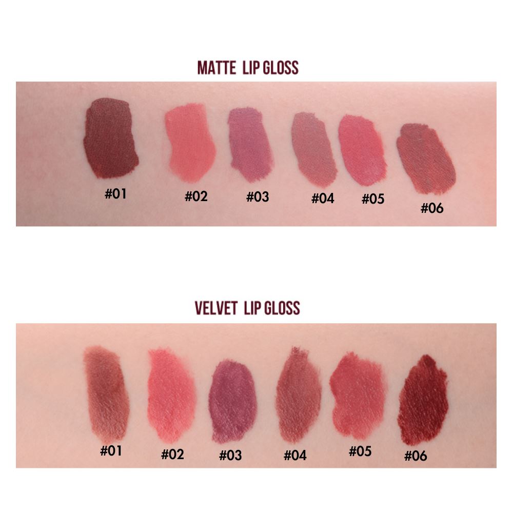 6 Colors Double-headed Non-stick Cup Liquid Lipstick & Matte Velvet Lip Glaze