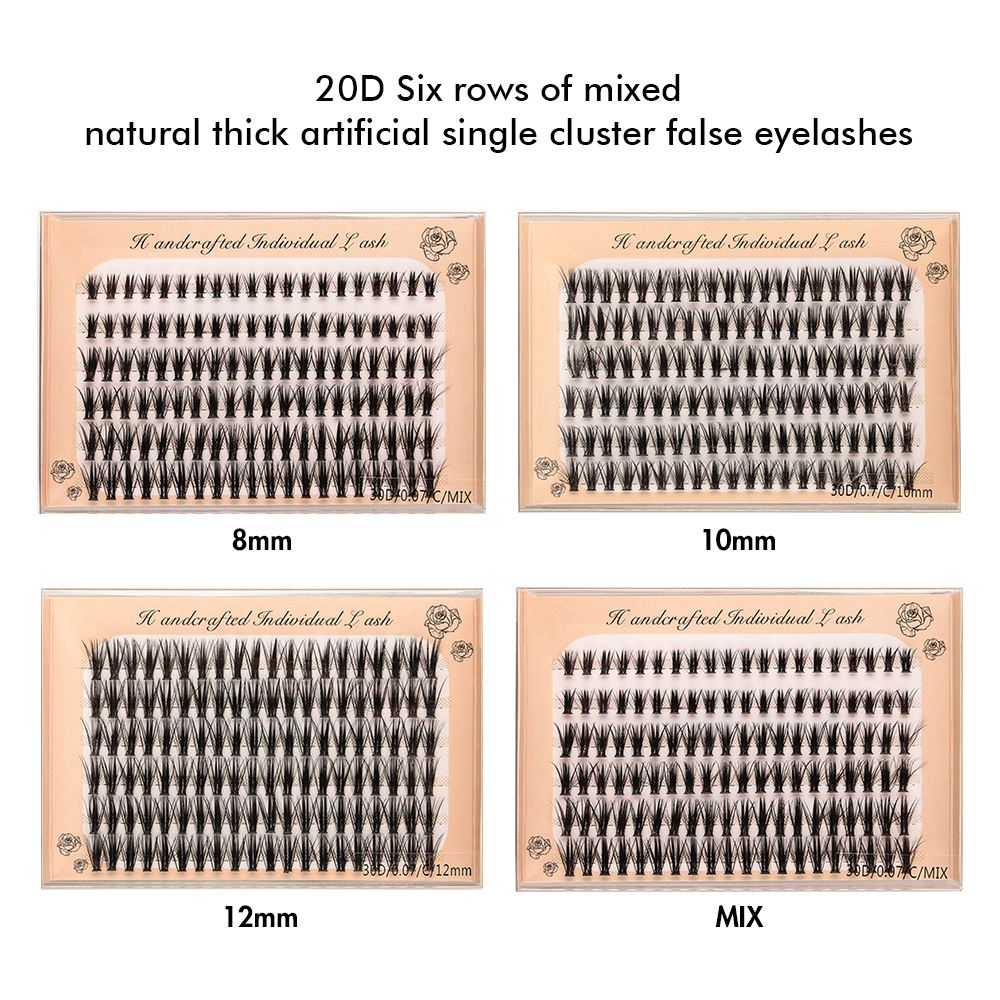30D Six rows of mixed natural thick artificial single cluster false eyelashes