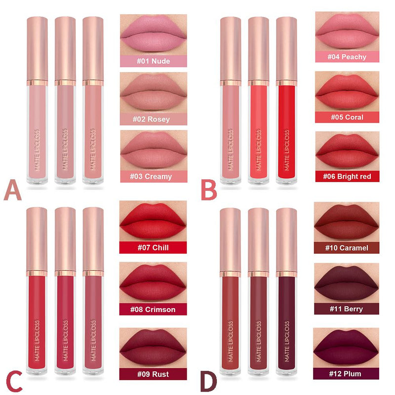 Nude Pink matte lip gloss Set (3PCS)