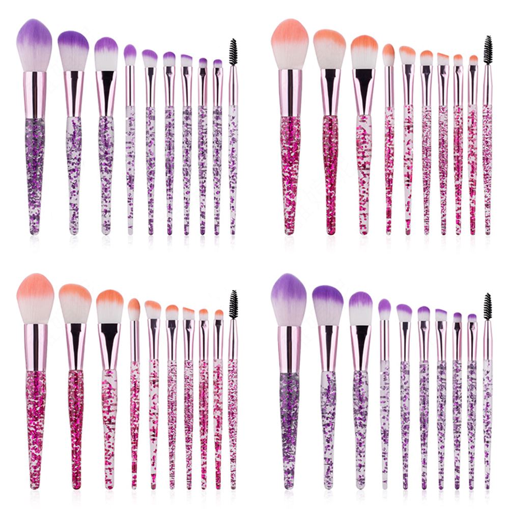 10PCS Cosmetic Brushes Set With Crystal Handle