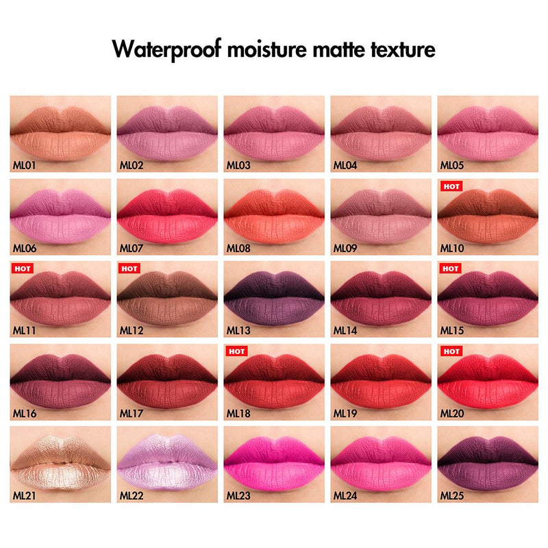 25 Color Pink Square Cover Large Brush Head Matte Liquid Lipstick