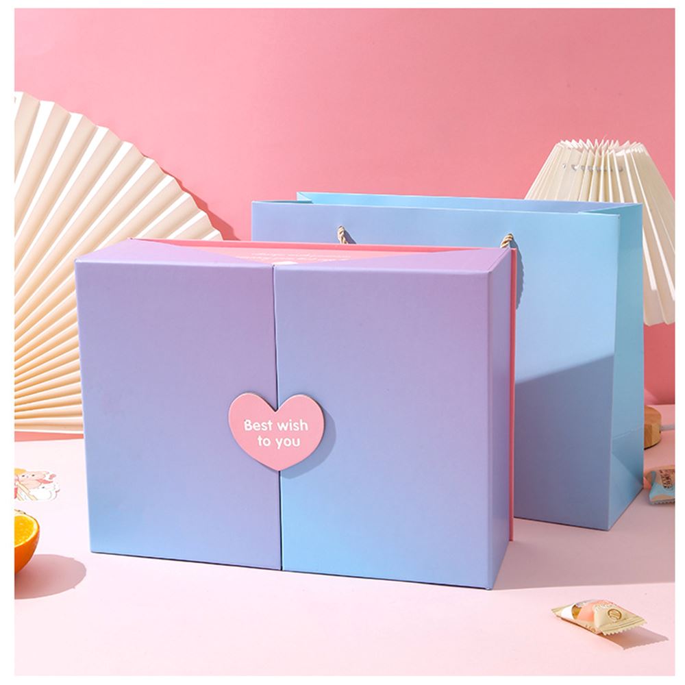 Caja de regalo plegable de 4 colores con bolsa de mano (mediana)