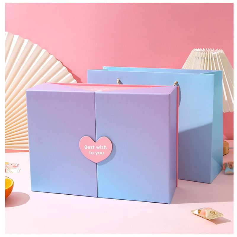 Caja de regalo plegable de 4 colores con bolsa de mano (mediana)