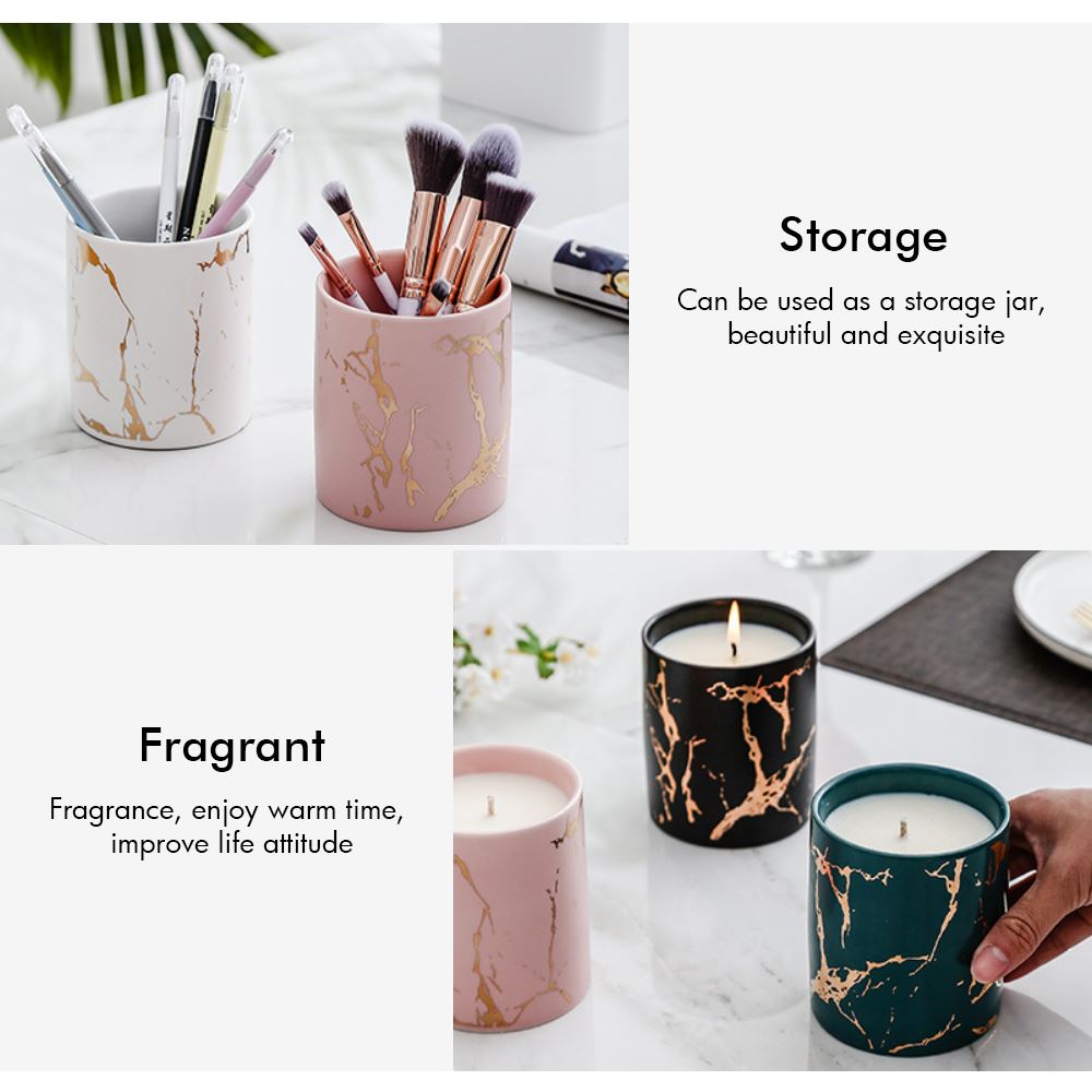 Vela perfumada de cerámica dorada de mármol de 4 colores