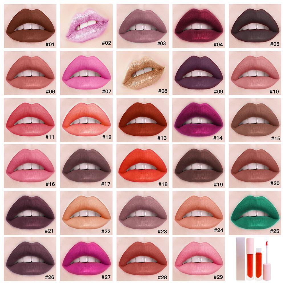 29 Colors Pink Lid Round Tube Lipsticks【30PCS Free Shipping & Free Print Logo】