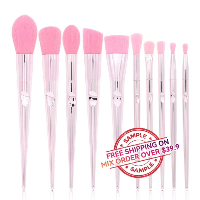 10 pcs Rose Gold Laser Makeup Brush Set - MSmakeupoem.com