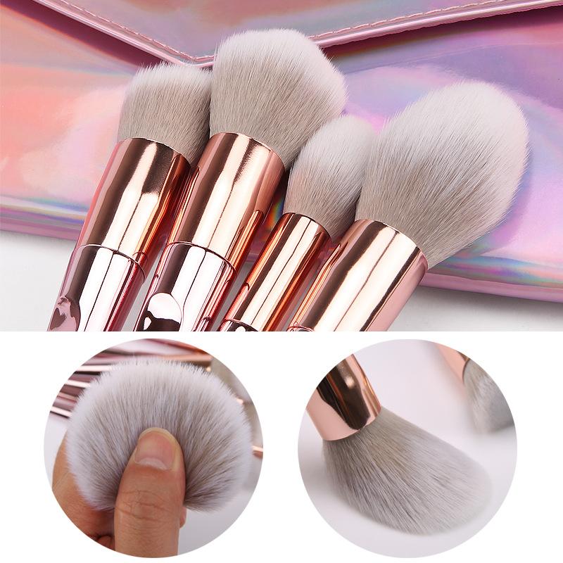 10 pcs Rose Gold Laser Makeup Brush Set - MSmakeupoem.com