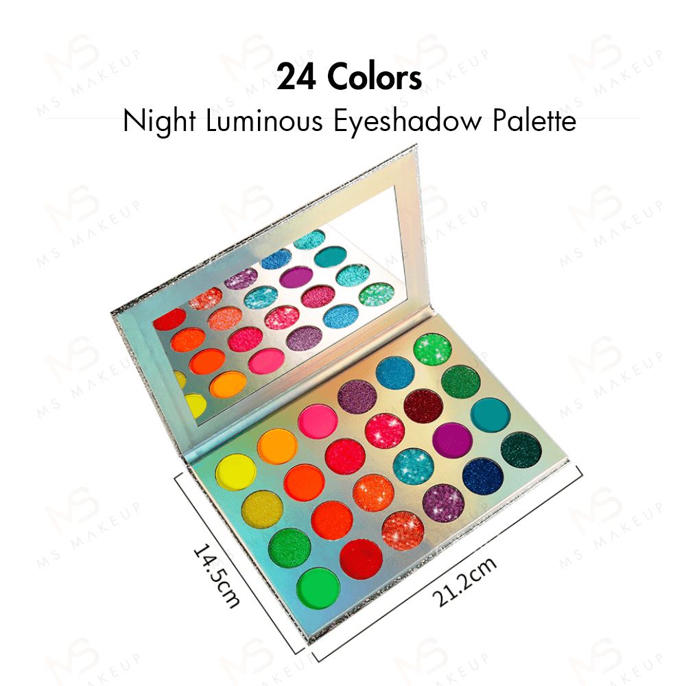 24 Colors Night Luminous Eyeshadow Palette - MSmakeupoem.com