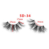 25mm 5D Cross Thick Mink Hair False Eyelashes #1-#33