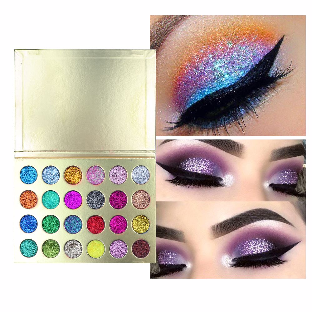 Paleta de sombras de ojos con purpurina dorada de 24 colores (50 piezas envío gratis)