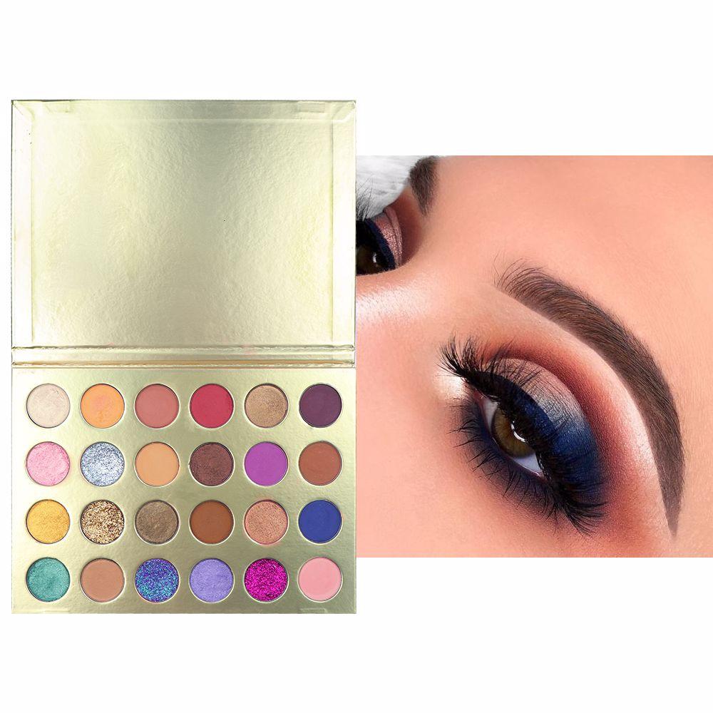Paleta de sombras de ojos de alto pigmento dorado de 24 colores