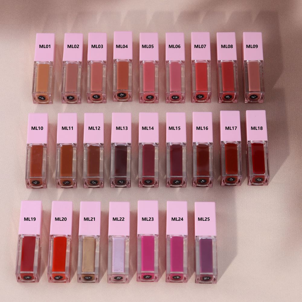 25 Color Pink Square Cover Large Brush Head Matte Liquid Lipstick