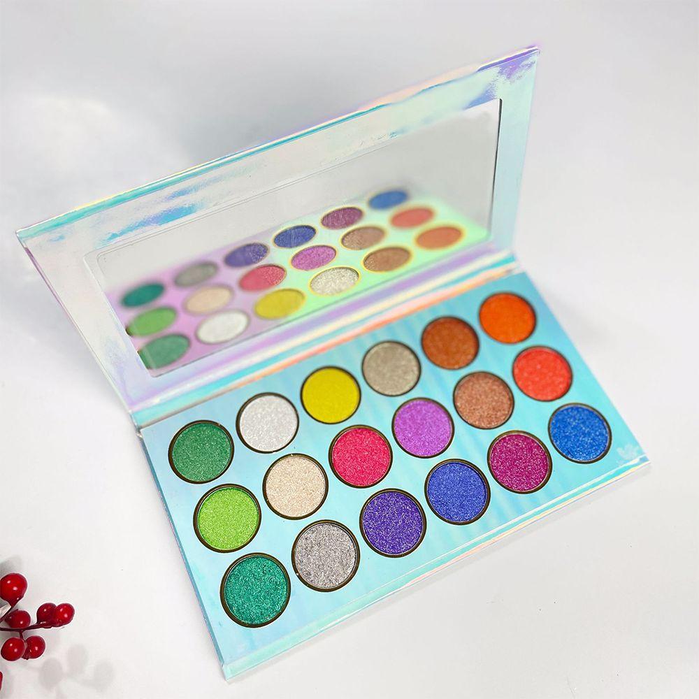 18 Colors Holographic Silver Eyeshadow Palette - MSmakeupoem.com
