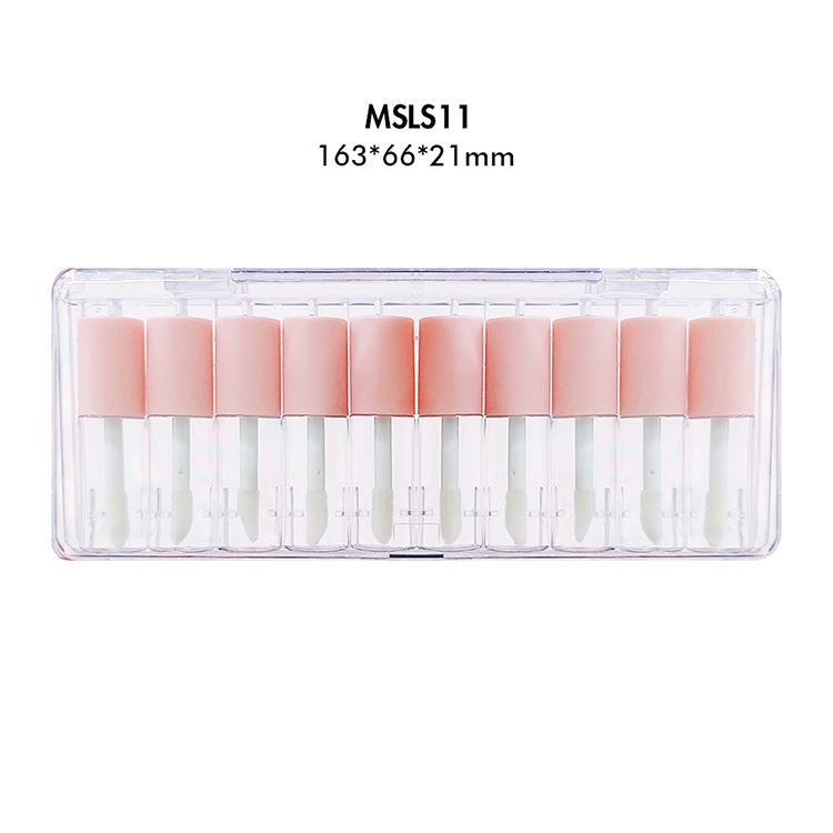 Juego de 10 barras de labios líquidas con tapa rosa mate/brillo de labios