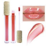 34 Colors Gold Cover Half with Diamond Lip Gloss(#1-#22)