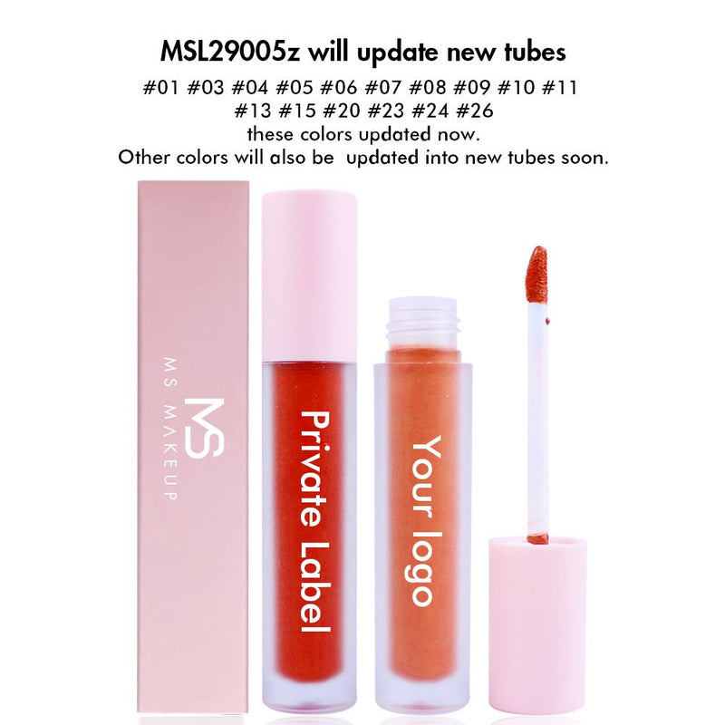 29 Colors Pink Lid Round Tube Liquid Lipsticks