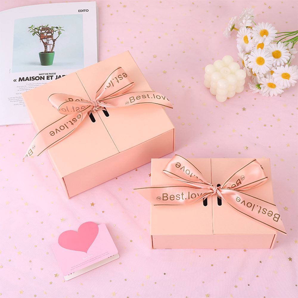 Caja de regalo plegable de 4 colores con bolsa de mano (mediana)