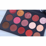 Paleta de sombras de ojos de 15 colores, negro, marrón rojizo