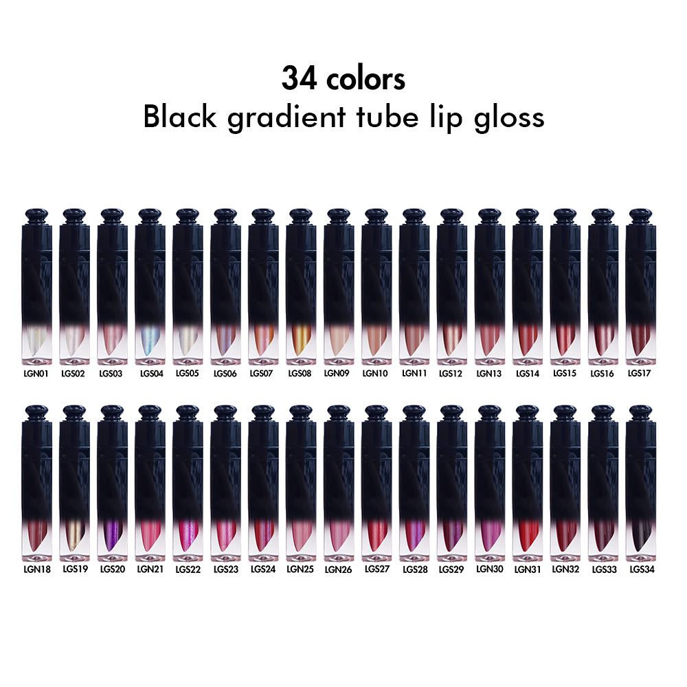 34 colors Black gradient tube lip gloss(#1-#22)