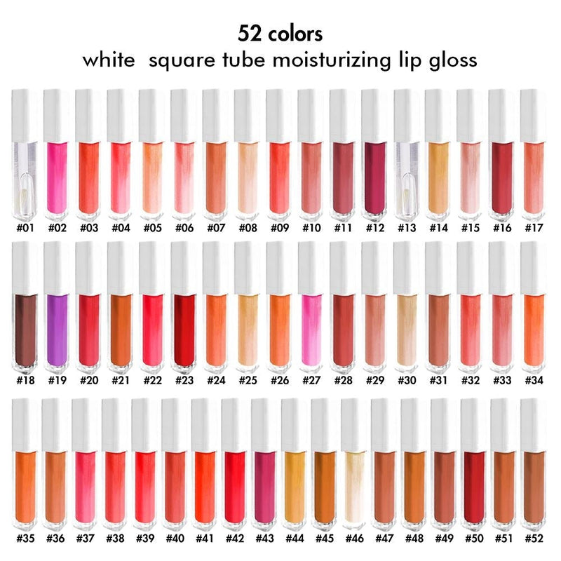 52 colors white square tube moisturizing lip gloss(#27-#52)