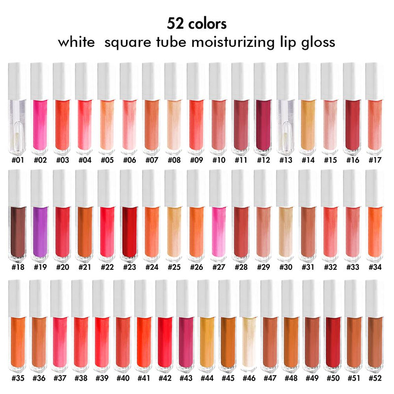 52 colors white square tube moisturizing lip gloss(#1-#26)