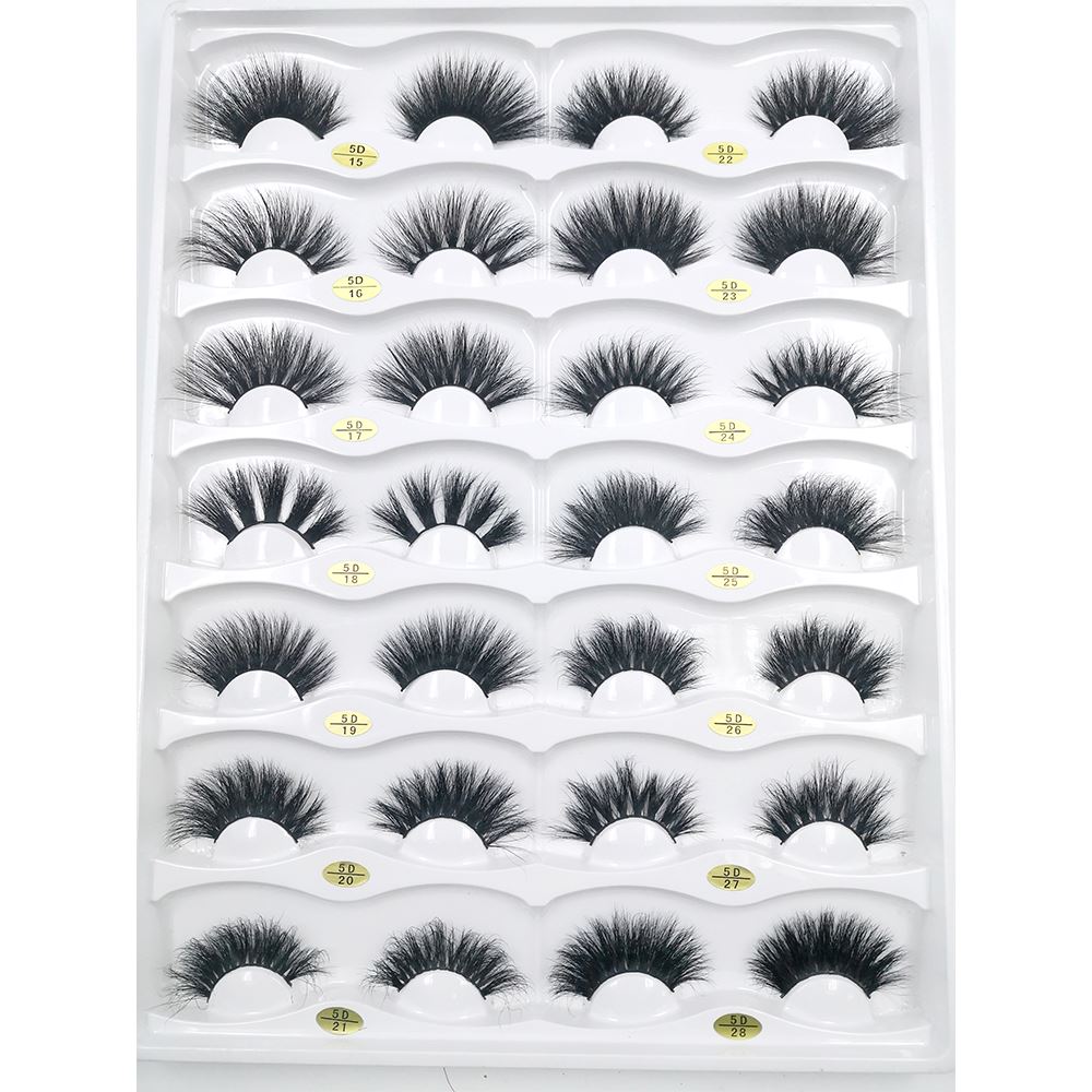 25mm 5D Cross Thick Mink Hair False Eyelashes #1-#33