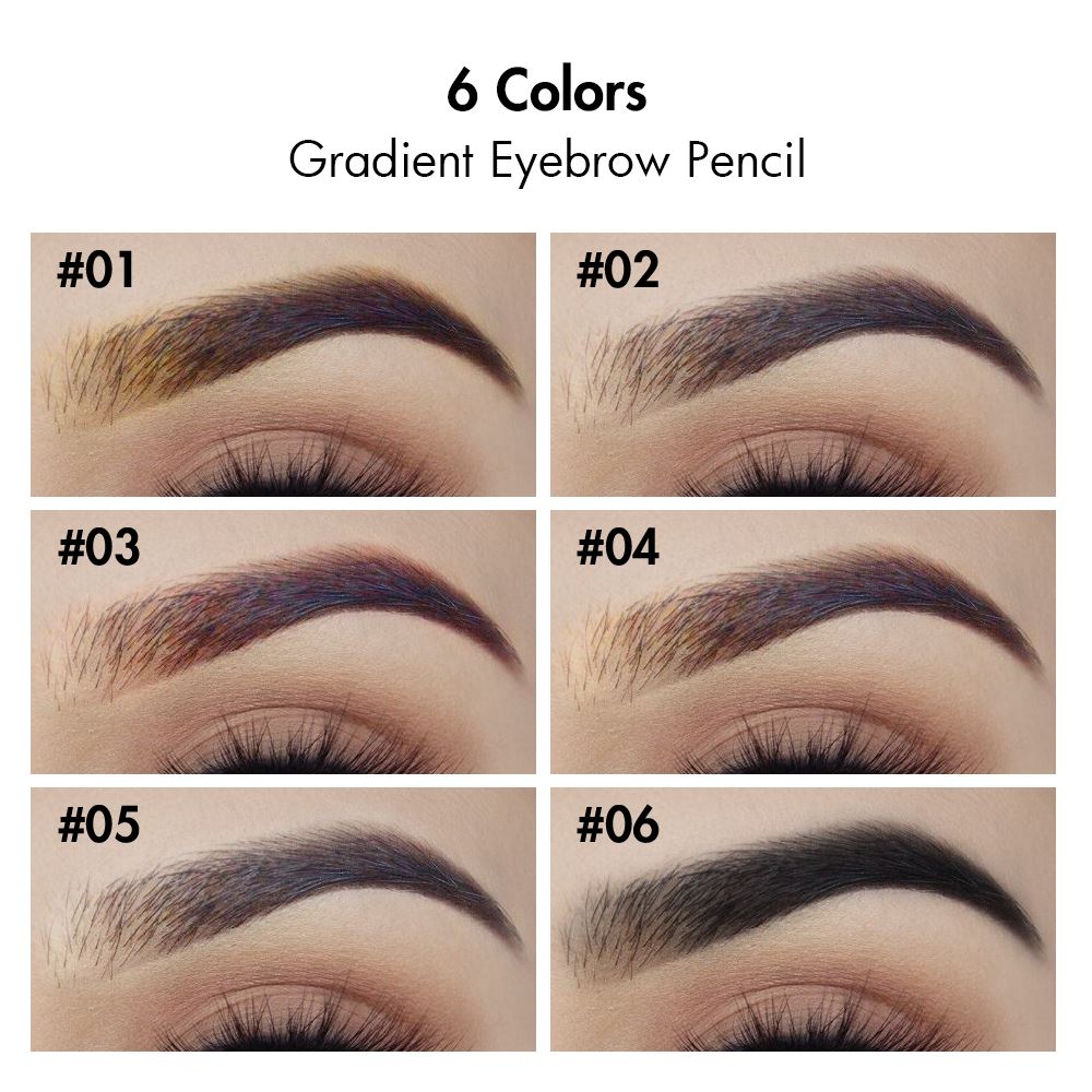 6 Colors gradient eyebrow pencil