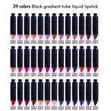 Barra de labios líquida de tubo degradado negro mate antiadherente de 39 colores (# 01-# 30)