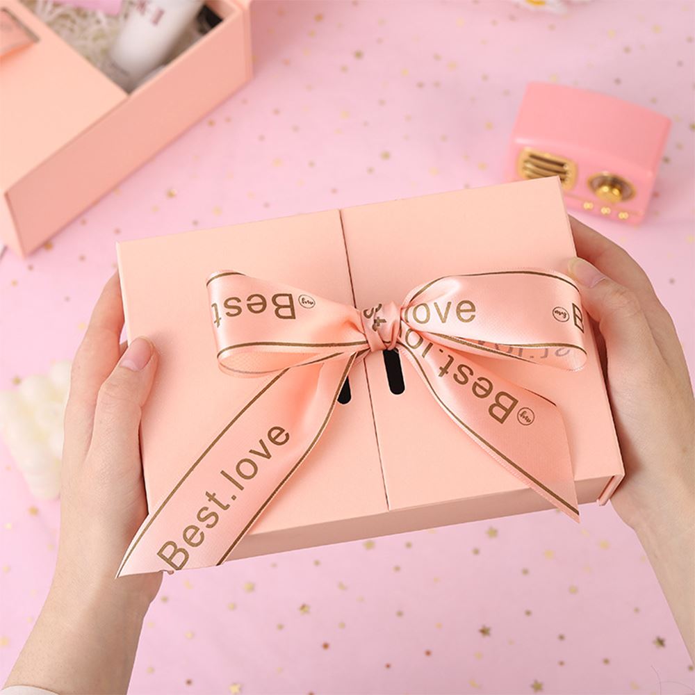 Caja de regalo plegable de 4 colores con bolsa de mano (mediana)