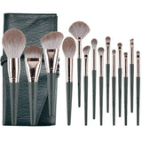 14pcs High Quality Emerald Green Makeup Brush Set (With Bag)