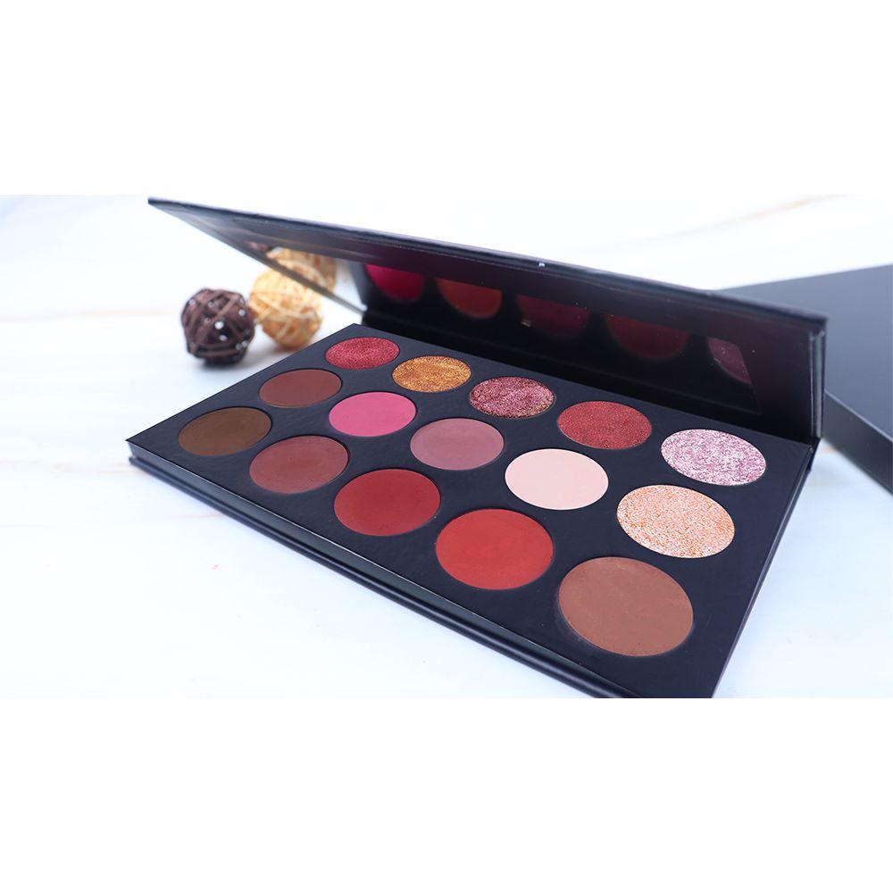 Paleta de sombras de ojos de 15 colores, negro, marrón rojizo