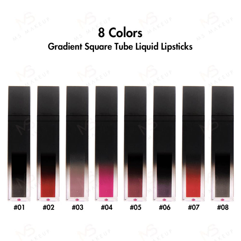 8 Colors Gradient Square Tube Liquid Lipsticks