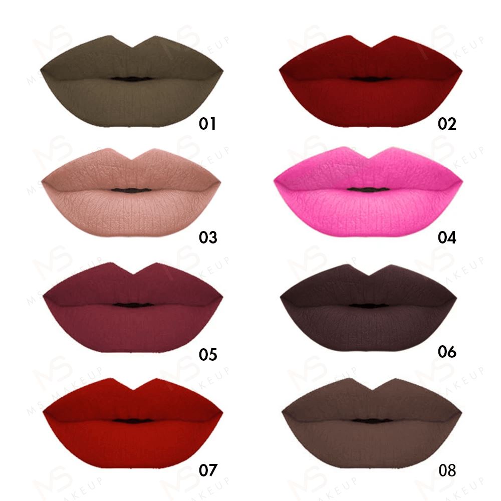 8 Colors Gradient Square Tube Liquid Lipsticks