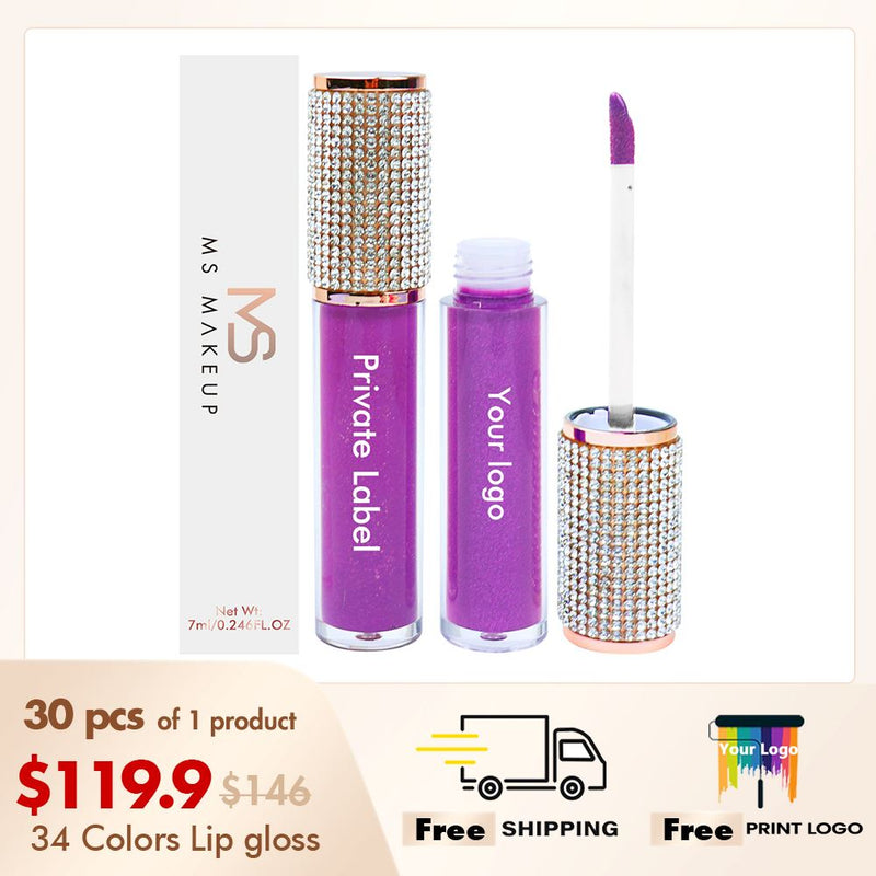 Brillo de labios Diamond Lid de 34 colores【30PCS Envío gratis y logotipo impreso gratis】